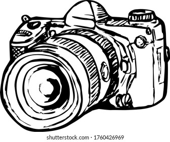 Digitale Standbild-Kamera der DSLR mit Zoom-Bildseitenzeichnung Schwarz-Weiß