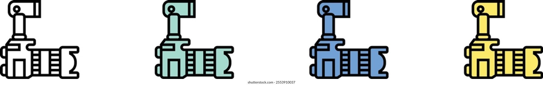 dslr icon. Outline, Green, Blue and Yellow Style Design Isolated On White Background