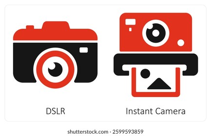 DSLR and Instant Camera icon concept