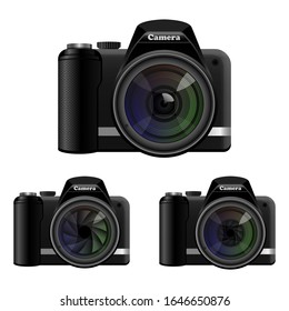 Ilustración de diseño vectorial de cámara fotográfica Dslr aislada en segundo plano