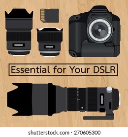 DSLR vector camera set