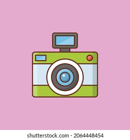 ilustración de dslr Vector en un fondo transparente. Símbolos de calidad premium. Icono de color plano de línea vectorial para el concepto y el diseño gráfico.