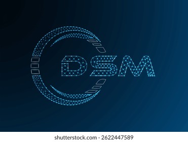 DSM Logo-Vektordesign mit Low-Poly-Buchstaben. DSM-Logo-Design mit niedrigem Poly-Hintergrund. 