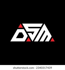 DSM triangle letter logo design with triangle shape. DSM triangle logo design monogram. DSM triangle vector logo template with red color. DSM triangular logo Simple, Elegant, and Luxurious design.