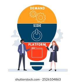 DSP - demand side platform acronym. business concept background. vector illustration concept with keywords and icons. lettering illustration with icons for web banner, flyer, landing pag