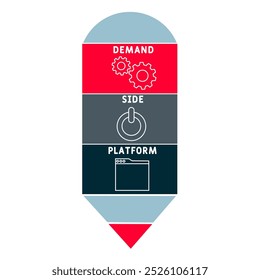DSP - demand side platform acronym. business concept background. vector illustration concept with keywords and icons. lettering illustration with icons for web banner, flyer, landing pag