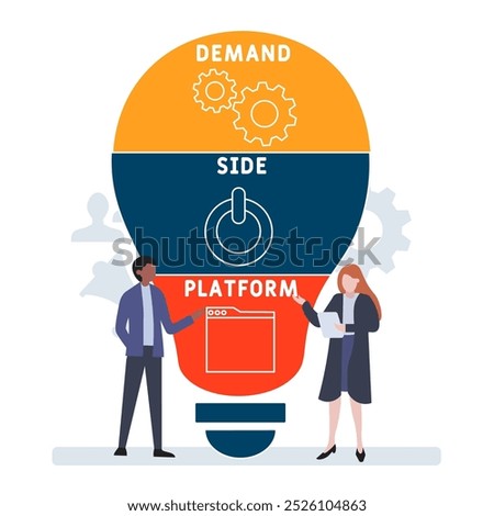 DSP - demand side platform acronym. business concept background. vector illustration concept with keywords and icons. lettering illustration with icons for web banner, flyer, landing pag