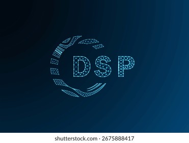 Diseño de Vector de logotipo de letra polivinílica baja DSP. Diseño de logotipo de poliéster inferior DSP. Diseño único del logotipo de baja poli de DSP.