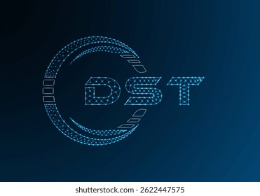 Projeto de vetor de logotipo de letra poli baixo DST. Design do logotipo poli inferior do DST. 