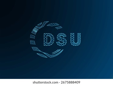 Diseño de Vector de logotipo de letra de polietileno baja de DSU. Diseño de logotipo de poliéster inferior DSU. Diseño único del logotipo de baja poli de DSU.