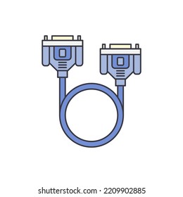 d-sub cable icon in color, isolated on white background 