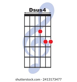 Dsus4  guitar chord icon. Basic guitar chord vector illustration symbol design