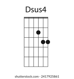 Diseño de ilustración vectorial de iconos de guitarra Dsus4