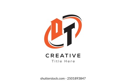 DT creative letter logo with circle area. Initial letter DT linked circle uppercase monogram logo. DT initial letter logo vector design.