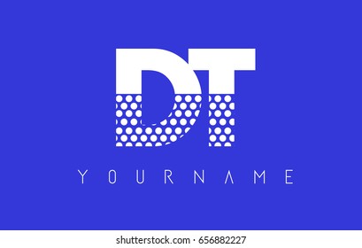 DT D T Dotted Pattern Letter Logo Design Vector With Blue Background.