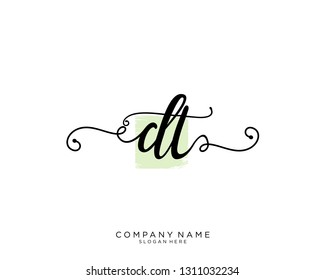 DT D T Initial handwriting logo template
