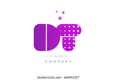 dt d t pink dots dotted letter logo alphabet creative company vector icon design template