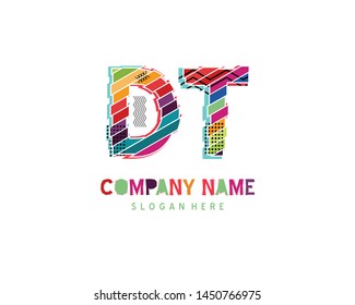 DT Full color initial logo vector