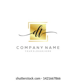 DT handwriting initial logo template vector.