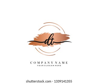 DT handwriting initial  logo vector