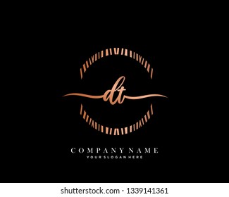 DT handwriting initial  logo vector