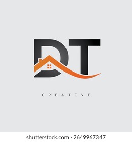 DT House Letter Logo – Creative Real Estate Monogram with Roof Shape and Home Icon for Property, Architecture and Modern Branding Identity