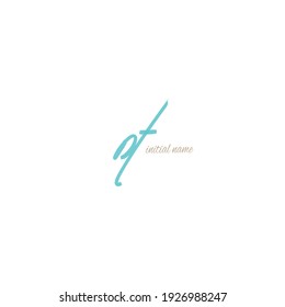 Dt Initial handwriting or handwritten logo for identity
with beauty monogram and elegant logo design