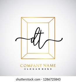 DT Initial Handwriting logo template vector