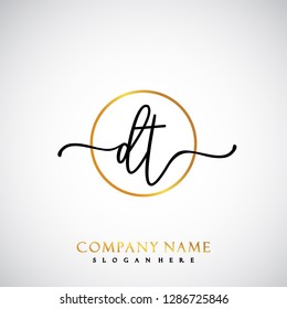 DT Initial Handwriting logo template vector