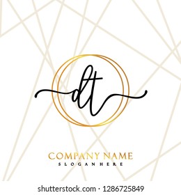 DT Initial Handwriting logo template vector