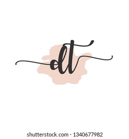 DT  Initial Handwriting logo template vector