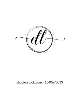 DT  Initial Handwriting logo template vector