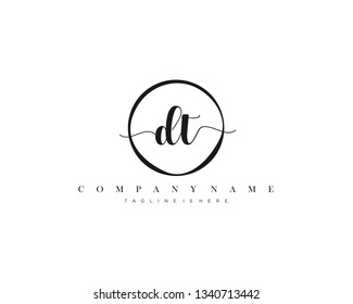 DT initial handwriting logo template vector