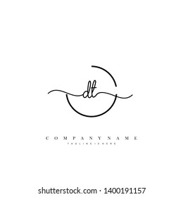 DT initial handwriting logo template vector