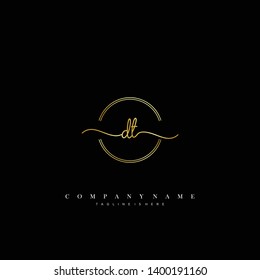 DT initial handwriting logo template vector