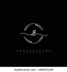 DT initial handwriting logo template vector