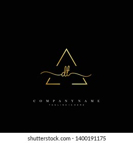 DT initial handwriting logo template vector