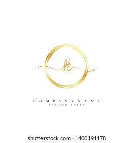 DT initial handwriting logo template vector