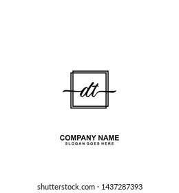 DT Initial handwriting logo template vector