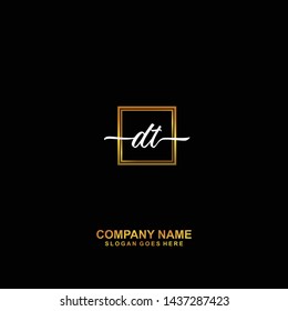 DT Initial handwriting logo template vector