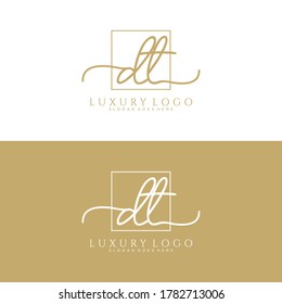 DT Initial handwriting logo template vector