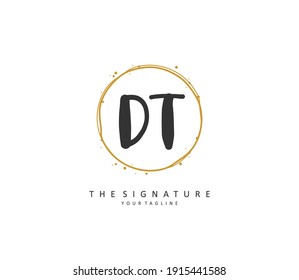 DT Initial letter handwriting and  signature logo. A concept handwriting initial logo with template element.