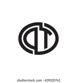 DT initial letters looping linked ellipse monogram logo