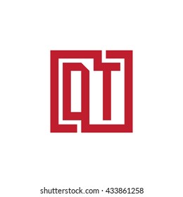 DT initial letters looping linked square logo red