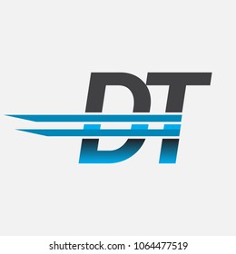 DT initial logo company name colored black and blue, Simple and Modern Logo Design.