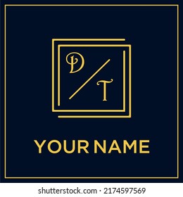 DT initial modern monogram wedding with creative rectangle line