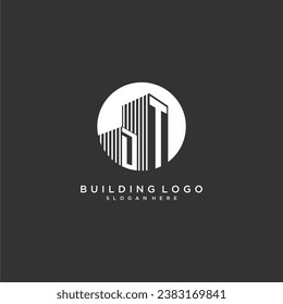 DT initial monogram building logo for real estate with creative circle style design