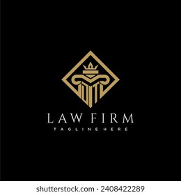 Logo inicial de monograma DT para la firma de abogados con pilar en diseño cuadrado creativo