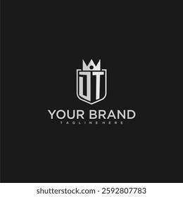 DT initial monogram shield and crown vector image