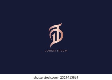 dt letter fashion brand design modern style creative golden wordmark design typography illustration, dt retro, dt vintage lettering